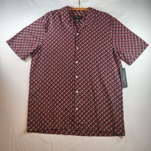 Shaquille O'Neal XLG Mens Shirt Button Short Sleeve Size XLT Red White Black NWT